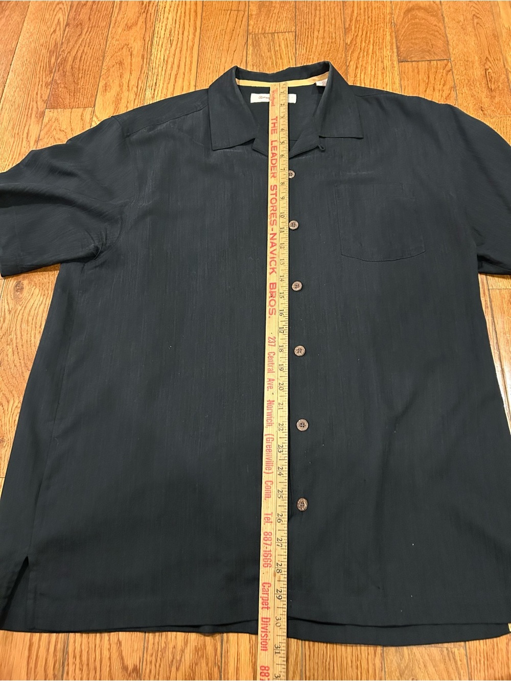 Tommy Bahama Shirt Button Embroidered Silk Black Third & Long Camp Men Large - Picture 8 of 9